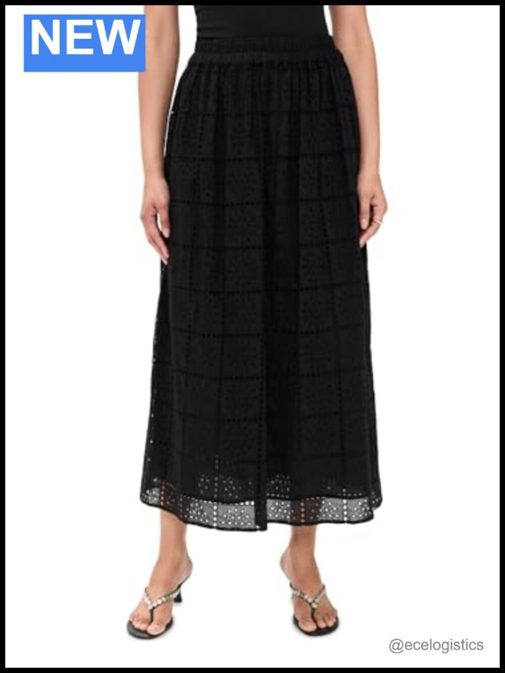 Rails Dax Embroidered Eyelet Grid Midi Skirt Voile Cotton